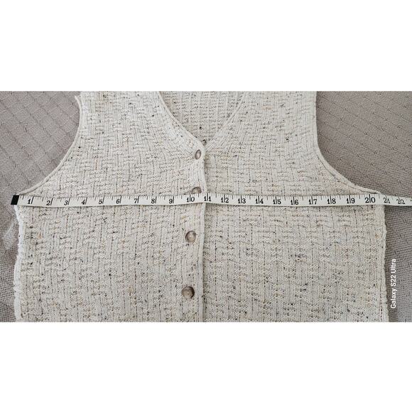 Van Heusen For Her Vtg 90's Button Up  Sweater Vest Cream Speckled Knit W Small - Picture 4 of 9